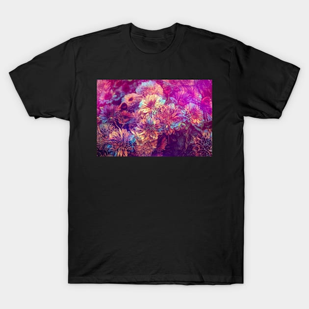 Fractal glowing flowers T-Shirt by redwitchart